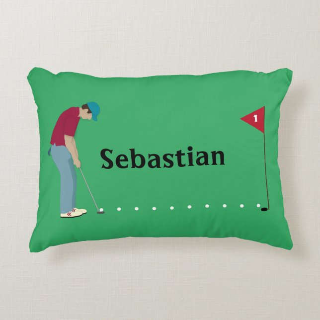 Green Golfer Putting Accent Kussen (Voorkant)