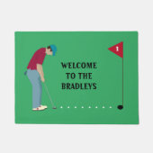 Green Golfer Putting Ball Deurmat (Voorkant)