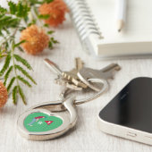 Green Golfer Putting Ball Heart Shaped Sleutelhanger (Zijkant)