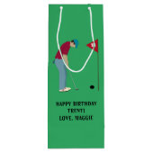 Green Golfer Putting Ball Wijn Cadeautas (Achterkant)