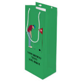 Green Golfer Putting Ball Wijn Cadeautas (Voorkant Gekanteld)