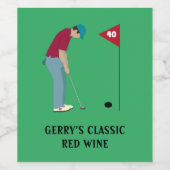 Green Golfer Putting Ball Wijn Etiket (Enkel label)