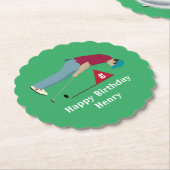 Green Golfer Putting Birthday Kartonnen Onderzetters (Gekanteld)