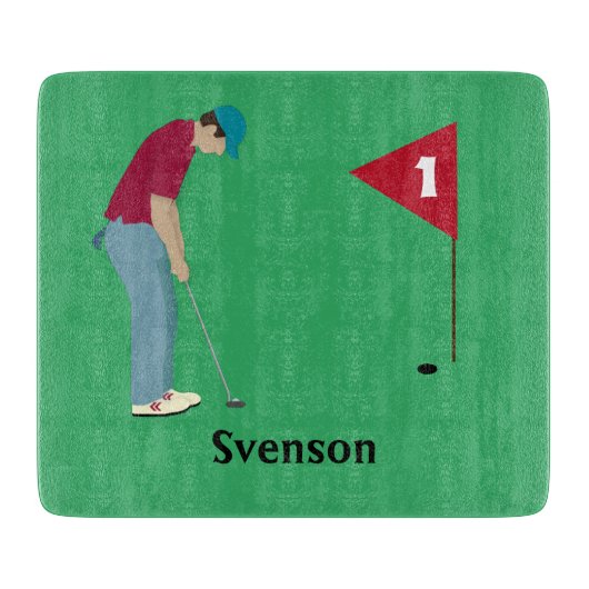 Green Golfer Putting Golf Ball Snijplank (Voorkant)