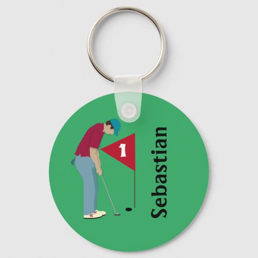 Green Golfer Putting Sleutelhanger (Voorkant)