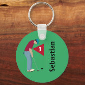 Green Golfer Putting Sleutelhanger (Voorkant)
