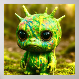 Green Goo Monster – griezelig Schattige Halloween  Poster