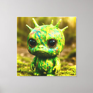 Green Goo Monster – griezelige Schattigee canvaspr Canvas Afdruk