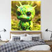 Green Goo Monster – griezelige Schattigee canvaspr Canvas Afdruk (Insitu (Slaapkamer))