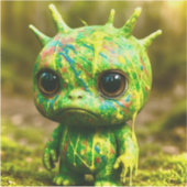Green Goo Monster – griezelige Schattigee canvaspr Sticker (Voorkant)