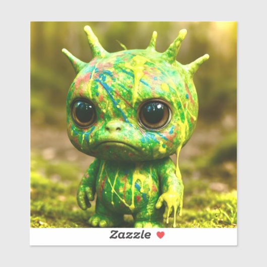 Green Goo Monster – griezelige Schattigee canvaspr Sticker (Vel)