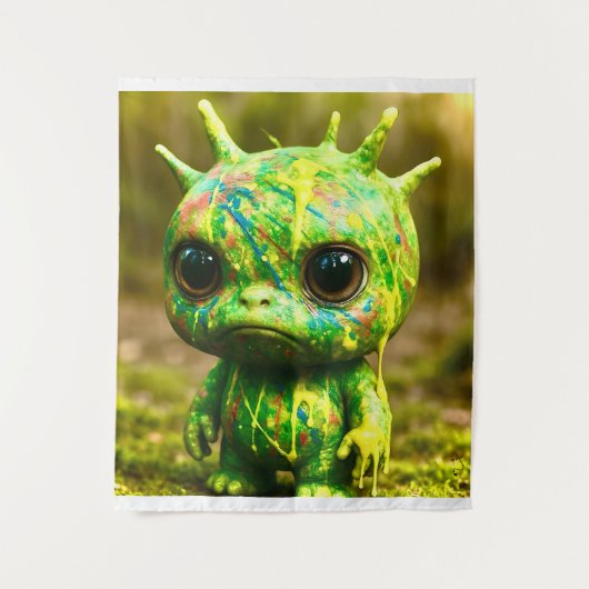 Green Goo Monster – griezelige Schattigee canvaspr Wandkleed (Voorkant)