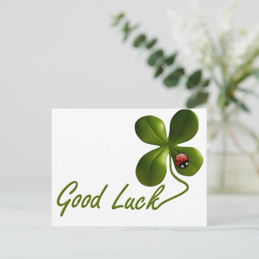 Green Good Luck Clover Ladybug St. Patrick's Day Briefkaart (Staand voorkant)