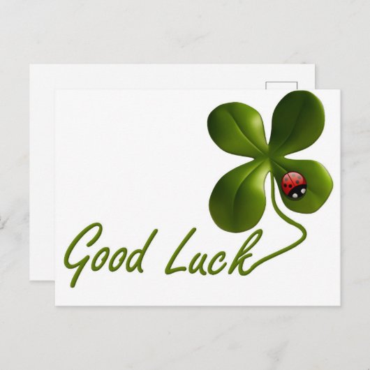 Green Good Luck Clover Ladybug St. Patrick's Day Briefkaart (Voorkant / Achterkant)