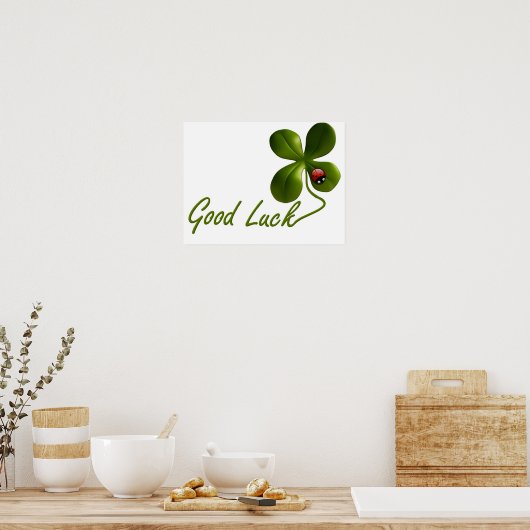 Green Good Luck Clover Ladybug St. Patrick's Day Poster (Keuken)