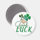 Green Good Luck Four Leaf Clover Shamrock Magneet (Voorkant / Achterkant)