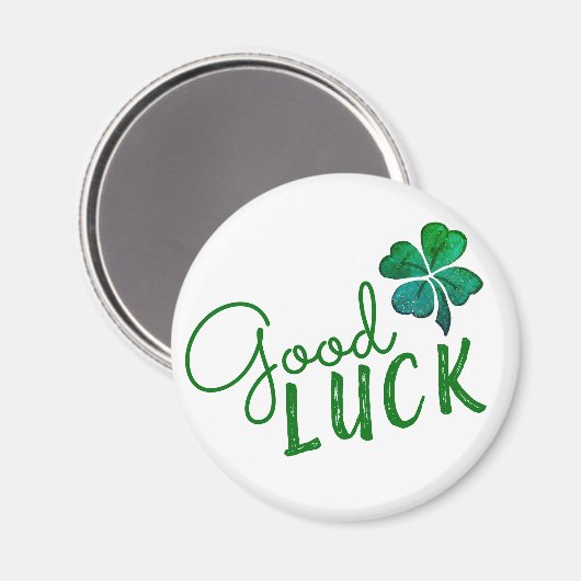 Green Good Luck Four Leaf Clover Shamrock Magnet (Voorkant / Achterkant)