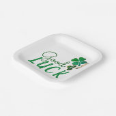 Green Good Luck Four Leaf Clover Shamrock Papieren Bordje (Gebogen)