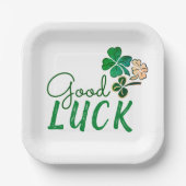 Green Good Luck Four Leaf Clover Shamrock Papieren Bordje (Voorkant)
