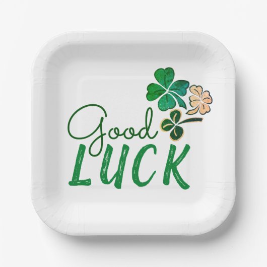 Green Good Luck Four Leaf Clover Shamrock Papieren Bordje (Voorkant)