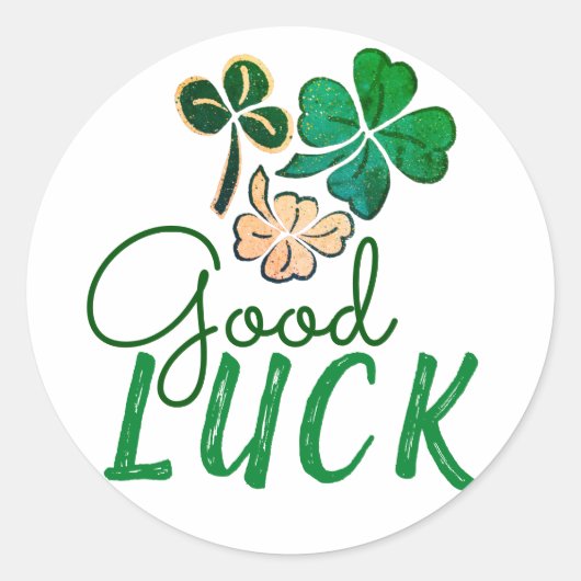 Green Good Luck Four Leaf Clover Shamrock Ronde Sticker (Voorkant)