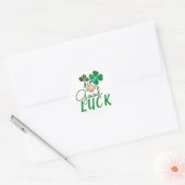 Green Good Luck Four Leaf Clover Shamrock Ronde Sticker (Envelop)