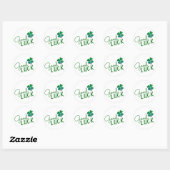 Green Good Luck Four Leaf Clover Shamrock Ronde Sticker (Vel)