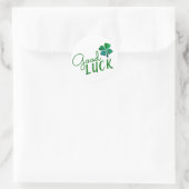 Green Good Luck Four Leaf Clover Shamrock Ronde Sticker (Tas)
