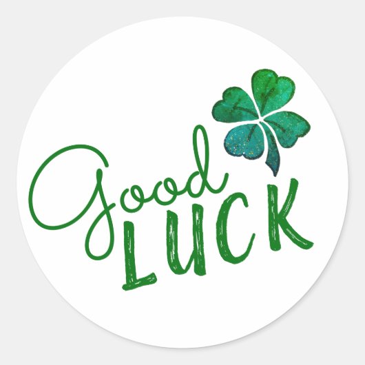 Green Good Luck Four Leaf Clover Shamrock Ronde Sticker (Voorkant)