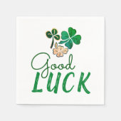 Green Good Luck Four Leaf Clover Shamrock Servet (Voorkant)