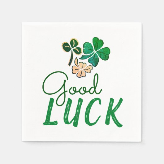 Green Good Luck Four Leaf Clover Shamrock Servet (Voorkant)