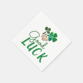 Green Good Luck Four Leaf Clover Shamrock Servet (Hoek)