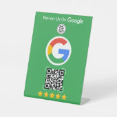 Green Google Review Business Stand with QR Code Reclamebord Met Voetstuk (Voorkant)