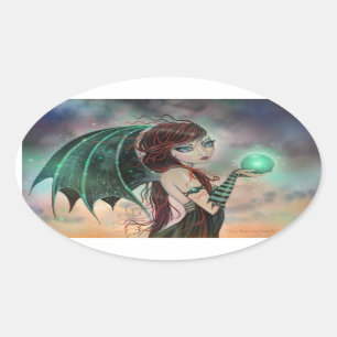 Green Gothic Fairy Vampire Fantasy Art Stickers