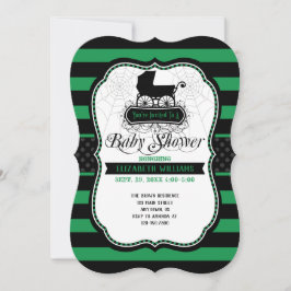 Green Gothic Halloween Baby shower Invitation Kaart