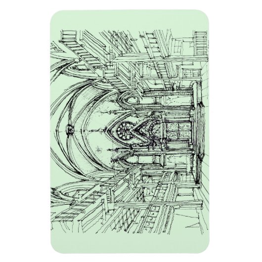 Green Gothic NYC synagoge Magneet (Verticaal)