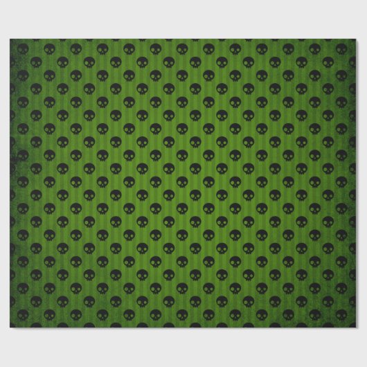 Green Gothic Skull Print Rustic Halloween Cadeaupapier (Vlak)