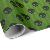 Green Gothic Skull Print Rustic Halloween Cadeaupapier (Rol Hoek)