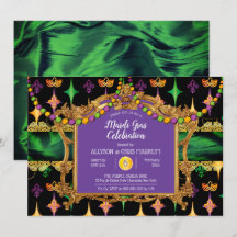 Green | Gouden Elegant Floral Mardi Gras Partij