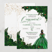 Green Gown Elegant Rozen Afrolatina Quinceanera Kaart (Voorkant / Achterkant)