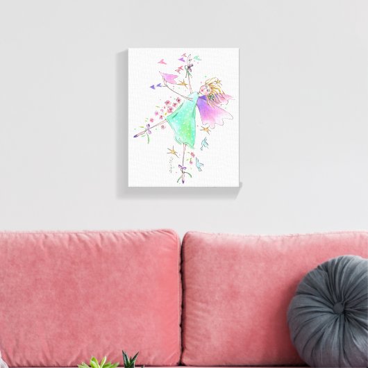 Green Gowned Engel Bringing Liefde en Vrede Canvas (Insitu (Woonkamer))