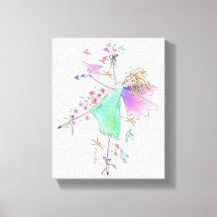 Green Gowned Engel Bringing Liefde en Vrede Canvas Afdruk