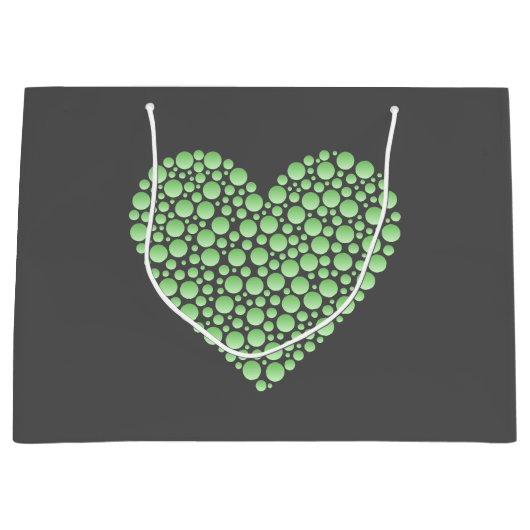 Green Gradient Heart Circles – Dark Grey Minimal  Groot Cadeauzakje (Voorkant)