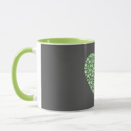 Green Gradient Heart Circles – Dark Grey Minimal Mok (Links)