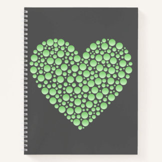 Green Gradient Heart Circles – Dark Grey Minimal  Notitieboek