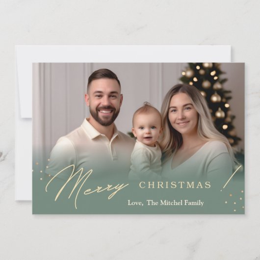 Green Gradient Minimalist Holiday Christmas Kaart (Voorkant)