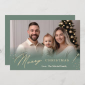 Green Gradient Minimalist Holiday Christmas Kaart (Voorkant / Achterkant)