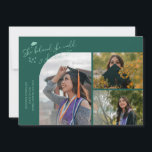 Green Graduate She Believed Multi Photo Aankondiging<br><div class="desc">Modern and whimsical graduation announcement photo card featuring 3 photos on the front and 1 on the back. The text says "She believed she could so she did" with twinkling stars. Add the graduate's name,  information,  and message to personalize this card. Green.</div>