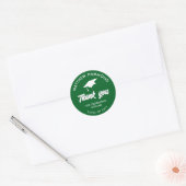Green Graduating Class Thank You Grad Cap Ronde Sticker (Envelop)