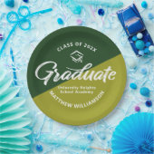 Green Graduation Bold Retro Script Cap Icon Simple Papieren Bordje (Feest)